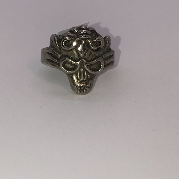 Pewter Double Mask Ring, Size 11 - Picture 3 of 6